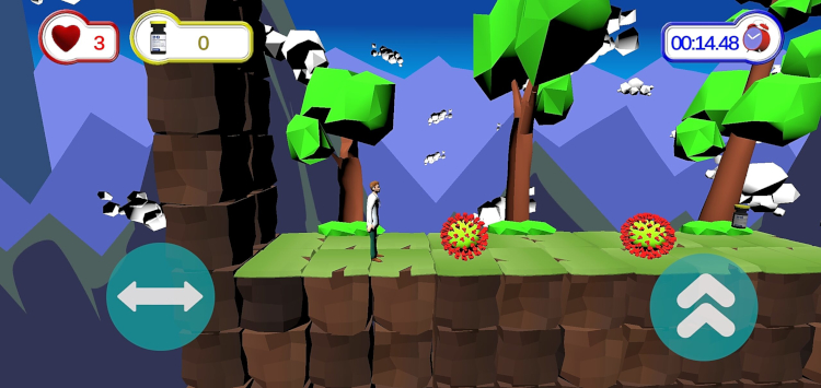 Game Play 3D platformer gameplay dodging Corona Virus and collecting vials